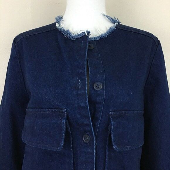 ZARA FRINGED DENIM JEAN JACKET - Picture 6 of 9